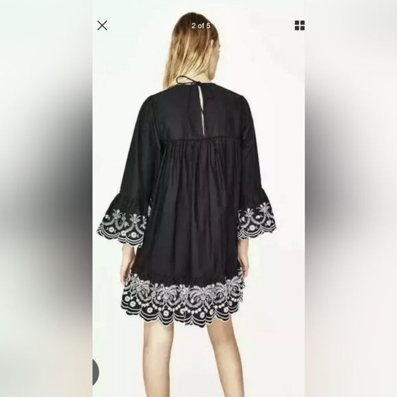 Zara Black Dress with White Lace - Picture 4 of 4